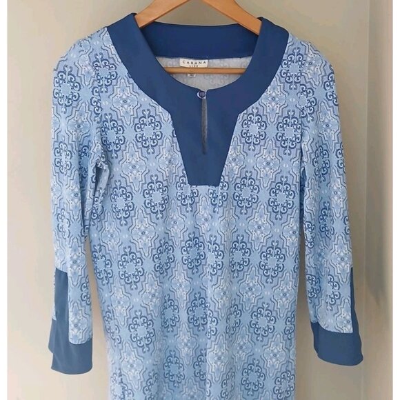 Cabana Life Moroccan Tile 3/4 Sleeve Dress - Picture 2 of 10